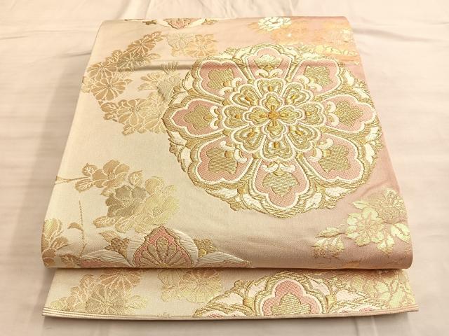 平和屋着物◎六通柄袋帯 唐織 正倉院草花文 金糸 正絹 逸品 BAAO8531du