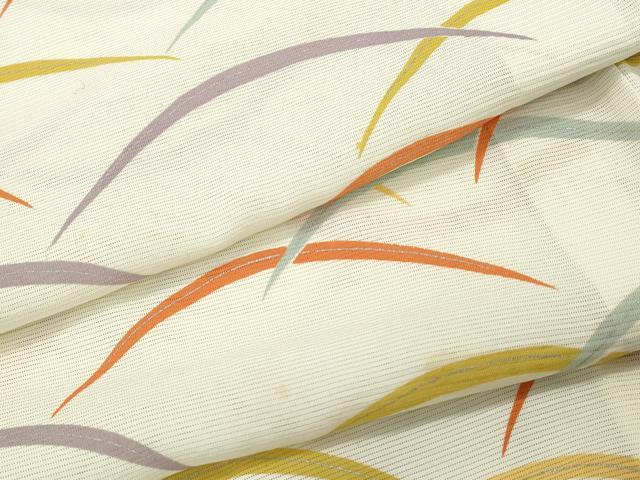 Summer Wear - 平和屋着物＊夏物　小紋　絽　芝草文　銀彩　正絹　逸品　CAAR9830ev