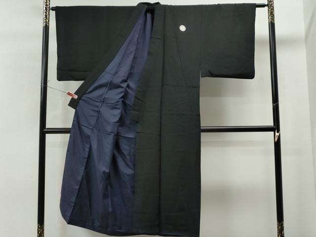 平和屋着物●男性　黒紋付　正絹　逸品　CAAS7144yc