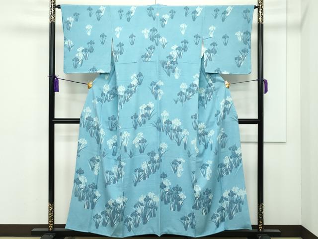 平和屋本店■極上　人間国宝　小宮康孝　訪問着　鮫小紋柄　草花文　浅縹色地　逸品　CZAA1611s5