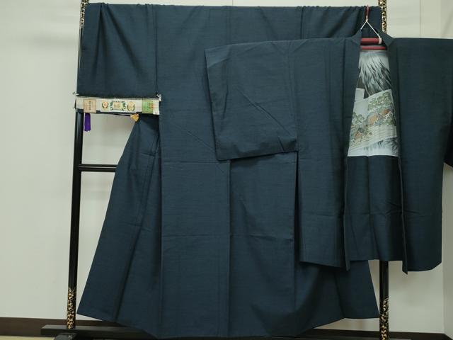 平和屋本店■極上 男性 結城紬 アンサンブル 杢 証紙付き 逸品 CZAA1612s5