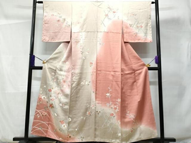 平和屋着物■訪問着 刺繍 枝花文 暈し染め 金彩 正絹 逸品 未使用 CABD1956fb