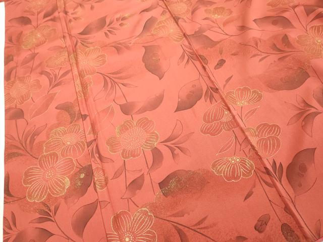 平和屋着物■上質な小紋 手描き 草花文 金彩 正絹 逸品 DABD2806cd