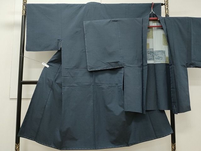 平和屋着物■男性 紬 アンサンブル 藍鉄色 逸品 CAAG8248ev