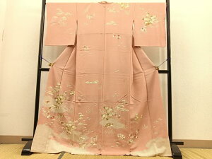 平和屋着物●創業460年・千總 訪問着 駒刺繍 扇面花文 金彩 東武百貨店扱い 正絹 逸品 BAAO1680ph