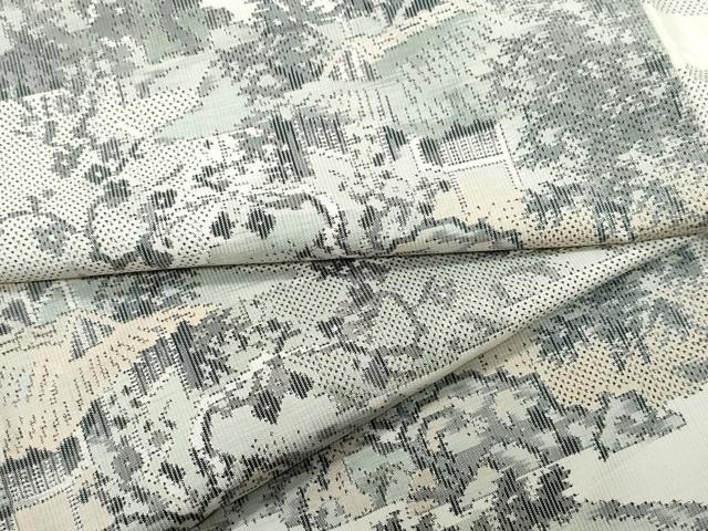 平和屋着物●本場大島紬 白大島 7マルキ 総絣 風景草木文 正絹 逸品 CAAR8296vf