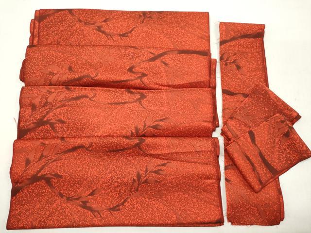 平和屋着物▼小紋　反物　着尺　枝葉文　逸品　未使用　DABB6165we