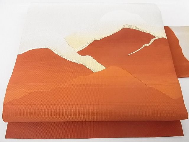 平和屋着物■綴れ 九寸名古屋帯 重ね山文 金銀糸 正絹 逸品 B-cy7684