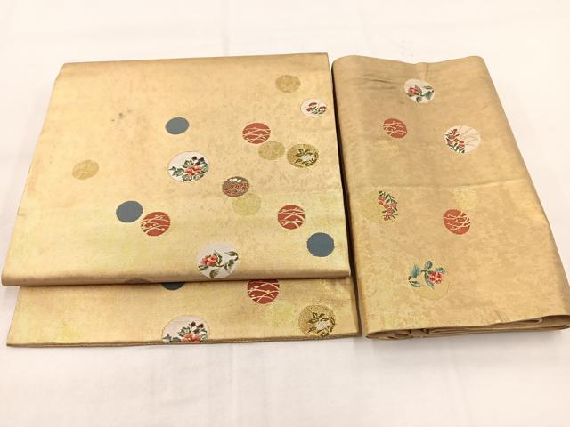其它 - 平和屋着物◎つけ帯　花丸文　金銀糸　引箔　正絹　逸品　BAAX3109yc