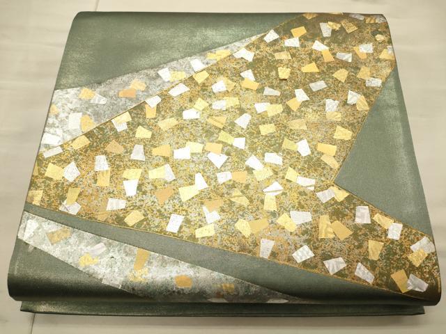 平和屋着物◎太鼓柄袋帯 切嵌箔散らし文 金銀彩 正絹 逸品 CAAT4890ft