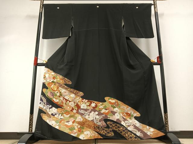 Rakuten - 平和屋着物●創業460年・千總　黒留袖　駒刺繍　道長花文　金彩　正絹　逸品　AABG4837fy