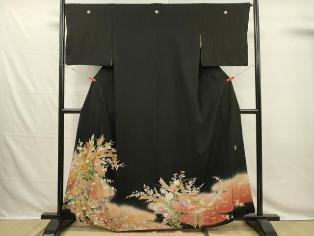 平和屋着物■豪華黒留袖 作家物 束ね熨斗花文 暈し染め 金彩 正絹 逸品 DABG7839ya