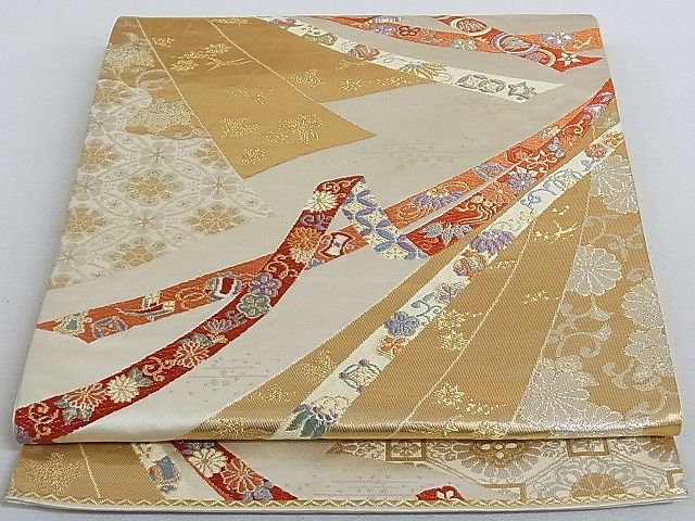 平和屋着物■六通柄袋帯　唐織　能調小袖文　金銀糸　正絹　逸品　AAAC2094Aog
