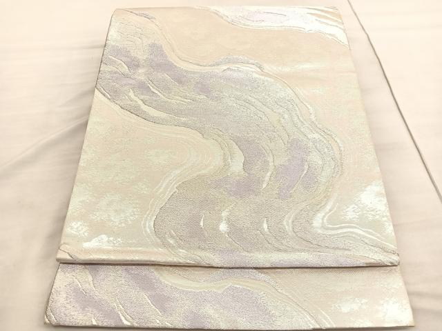 平和屋着物◎六通柄　京袋帯　流水文　銀糸　正絹　逸品　BAAV3549hv