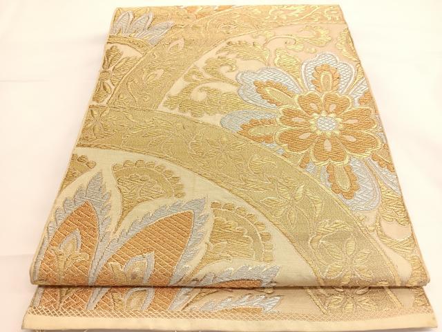 平和屋着物◎六通柄 本袋帯 更紗花文 金銀糸 BAAV8890hv