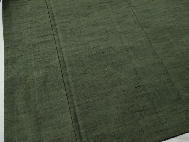 平和屋着物●男性　紬・髭紬羽織セット　色無地　老竹色　正絹　逸品　CAAS7171yc