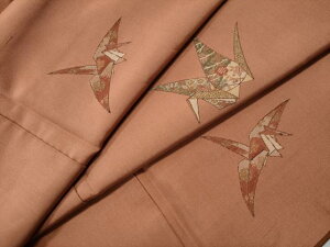 平和屋着物●京の名門・菱屋六右ェ門 紬 折鶴 正絹 逸品 CAAS7242yc