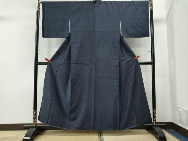 平和屋着物●上質な紬　色無地　深紫色　正絹　逸品　未使用　CAAU1968yc