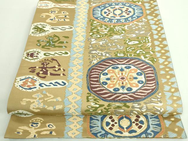 平和屋着物■極上　西陣　白綾苑大庭　六通柄袋帯　抽象文様　金糸　逸品　DZAA9730kh5