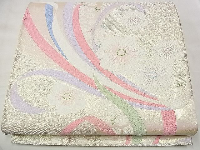 平和屋着物■六通柄袋帯 唐織 九百錦 舞花文 プリズム箔 逸品 eg1780