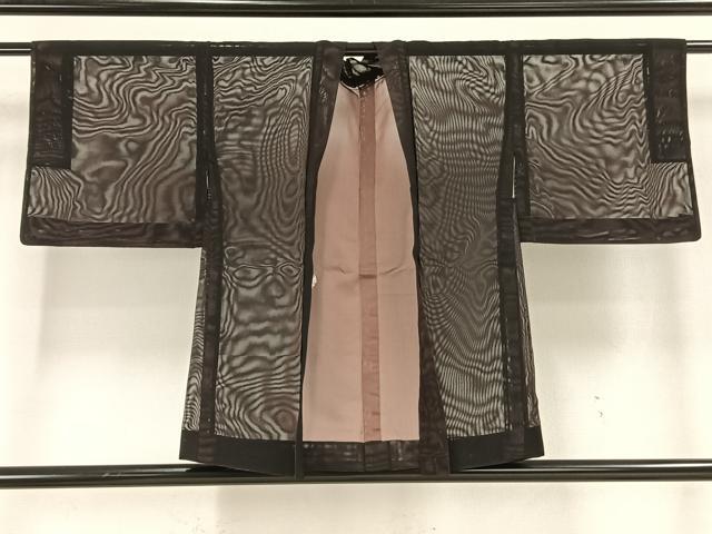 Haori - 平和屋着物▽羽織　スリーシーズン　春夏秋　塵除け　紗　黒鳶色　正絹　逸品　AAAW1690fy