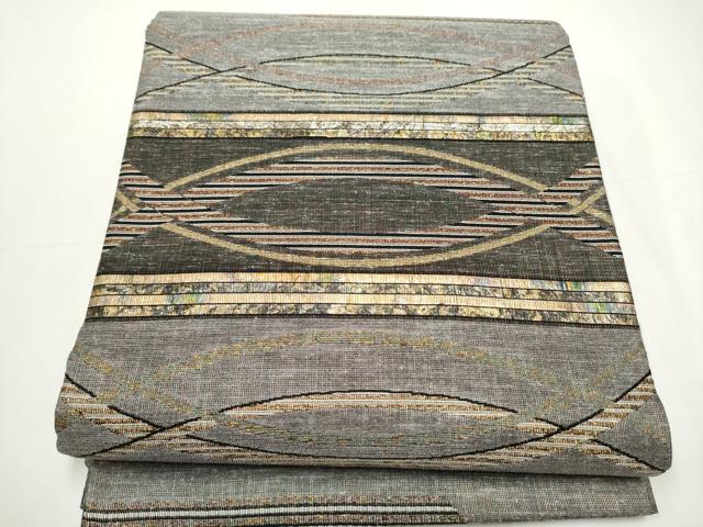 平和屋着物●太鼓柄袋帯　幾何学文　金彩　やまと誂製　正絹　逸品　CAAX7497hy