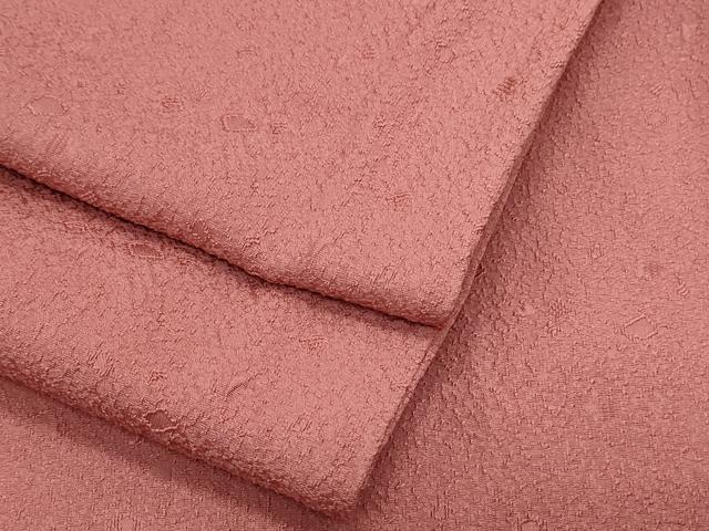 平和屋着物▼上質な色無地　吉祥地紋　甚三紅色　正絹　逸品　CAAY9374th