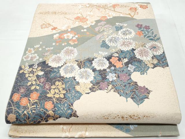 Rakuten - 平和屋着物◎六通柄袋帯　唐織　草花文　金糸　正絹　逸品　CABB3675fb