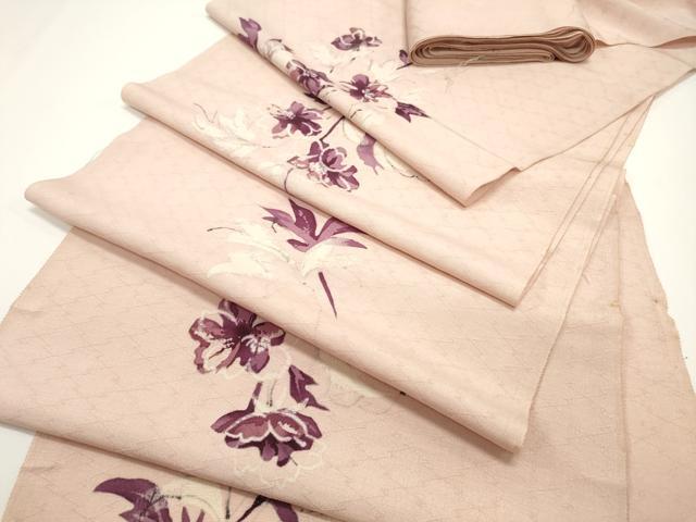 平和屋着物▼小紋　反物　着尺　ろうけつ染　枝花文　逸品　未使用　DABB5968zy