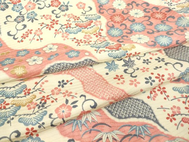 Full-Length Under-Kimono - 平和屋着物▽上質な小紋　単衣　吉祥花文　正絹　逸品　DABE4464az