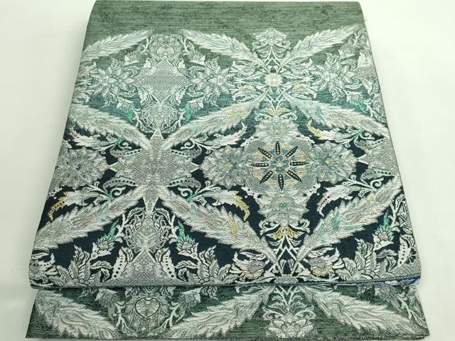 平和屋着物●極上　両面　全通柄袋帯　洋花文　金銀糸　やまと誂製　逸品　DZAB2632kh6
