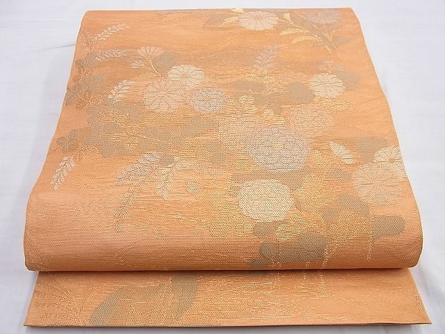 平和屋着物■夏物 六通柄 本袋帯 秋草文 金糸 逸品 BAAI9506du