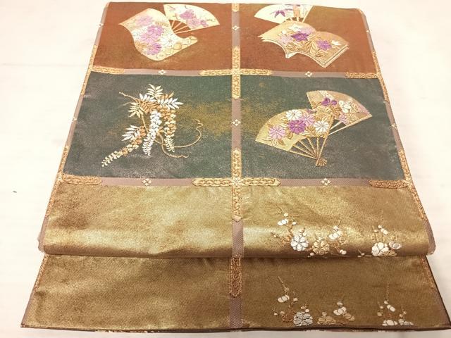 平和屋着物◎六通柄袋帯 唐織 枝花文 金銀糸 正絹 逸品 AAAV5578yx