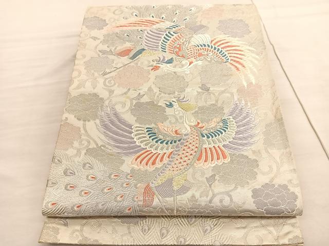 平和屋着物◎六通柄袋帯　鳳凰花唐草文　九百錦　プラチナ箔　正絹　逸品　BAAV3550hv...