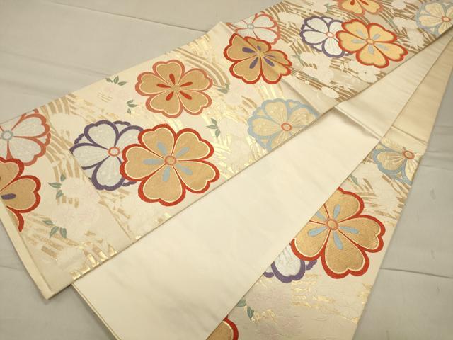 平和屋着物◎六通柄袋帯　唐織　流水舞花文　金銀糸　正絹　逸品　CAAT0160ft