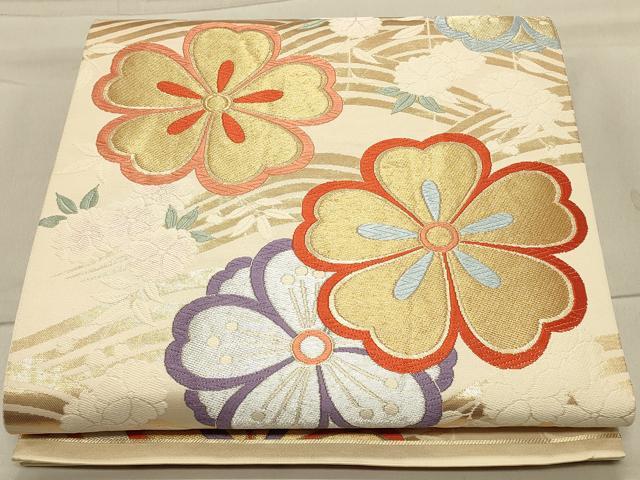 平和屋着物◎六通柄袋帯　唐織　流水舞花文　金銀糸　正絹　逸品　CAAT0160ft