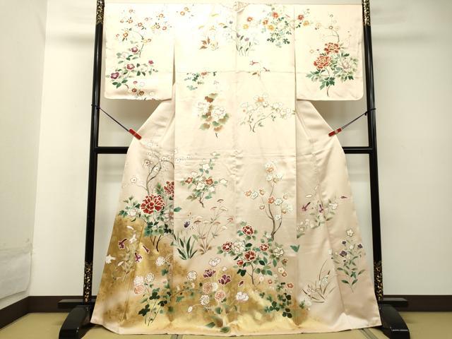 平和屋着物●訪問着　佐藤修平　地紙牡丹笹竹梅花文　暈し染め　正絹　逸品　未使用　CAAS6866yc 平和屋着物○訪問着 佐藤修平 地紙牡丹笹竹梅花文 暈し