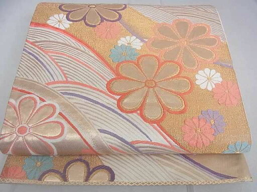 平和屋着物◎六通柄袋帯 唐織 舞花文 金糸 逸品 DAAE9636ar 平和屋着物◎六通柄袋帯 唐織 舞花文 金糸 逸品 DAAE9636ar