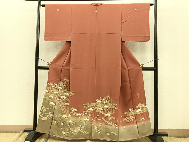 平和屋着物■豪華色留袖 作家物 浜松 渡橋花文 暈し染め 金彩 正絹 逸品 BAAR0318jr