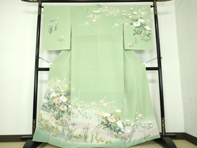Rakuten - 平和屋着物●訪問着　作家物　刺繍　草花文　暈し染め　金糸　正絹　逸品　未使用　DABB4878ps