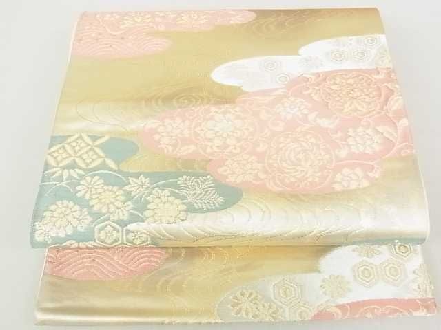 平和屋着物◎六通柄袋帯 雲取流水花文 金銀糸 逸品 DAAA2355mz