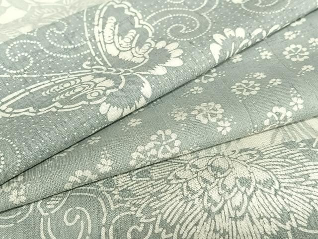 Rakuten - 平和屋着物●上質な紬　型染め　横段花蝶文　正絹　逸品　AAAZ7402zg