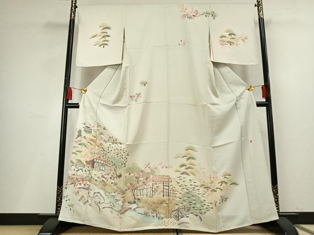 Full-Length Under-Kimono - 平和屋着物▽訪問着　単衣　作家物　風景花文　暈し染め　金銀彩　正絹　逸品　AABF5660fy