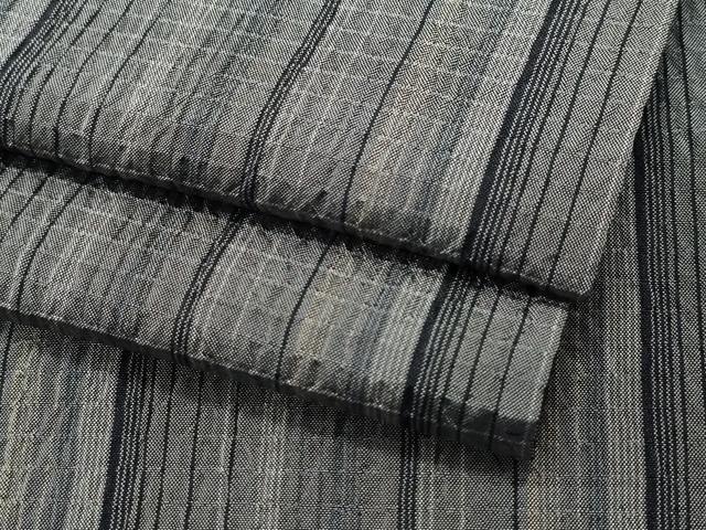 平和屋着物▽上質な紬 単衣 縞 正絹 逸品 CAAQ9023vf
