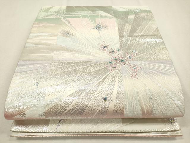 平和屋着物◎両面　全通柄袋帯　吉祥文　銀糸　関西仕立て　正絹　逸品　CAAT0419dy