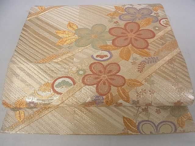 平和屋着物■佐賀錦 六通柄袋帯 草花文 金糸 逸品 DAAA4458ar