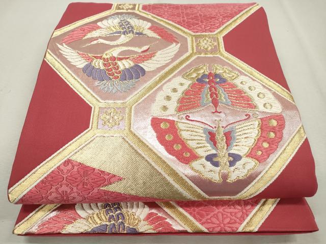 Rakuten - 平和屋着物◎六通柄袋帯　唐織　双鶴　花蝶文　金糸　正絹　逸品　CAAT0428dy