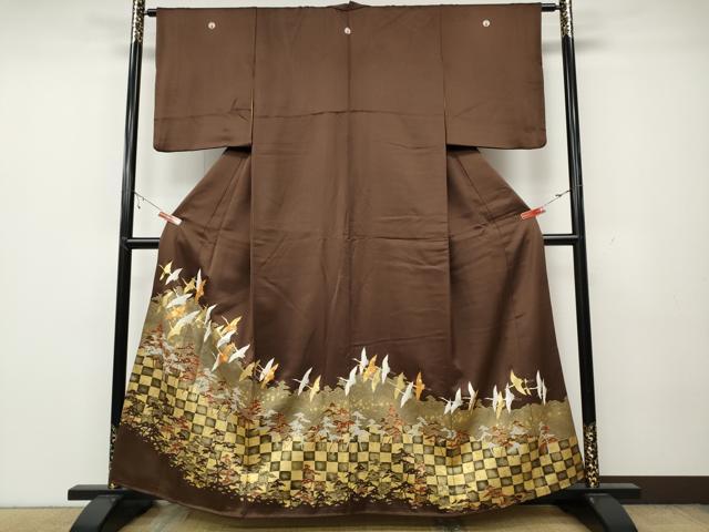 乐天商城 - 平和屋着物●銀座きしや　色留袖　駒刺繍　飛鶴松文　金彩　正絹　逸品　CAAZ2724ut