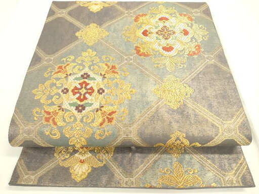 平和屋着物◎六通柄袋帯 唐織 正倉院花文 金糸 正絹 逸品 DAAM0687bc 平和屋着物◎六通柄袋帯 唐織 正倉院花文 金糸 正絹 逸品 DAAM0687bc