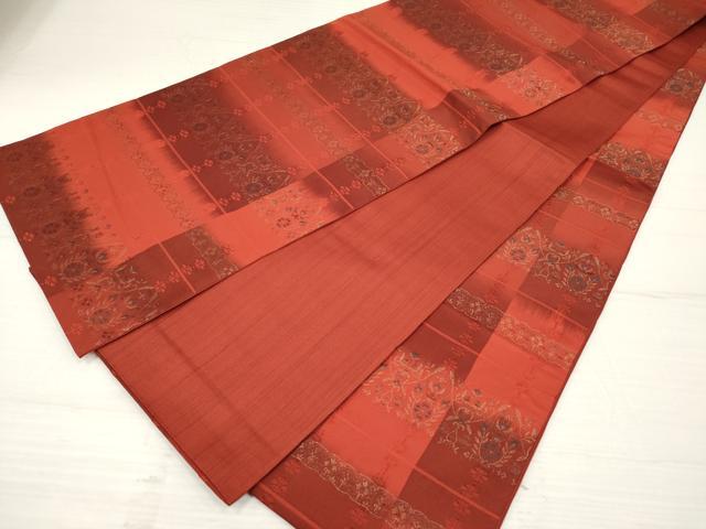 平和屋着物◎全通柄袋帯　横段花文　金糸　正絹　逸品　DAAZ5925ea - 3